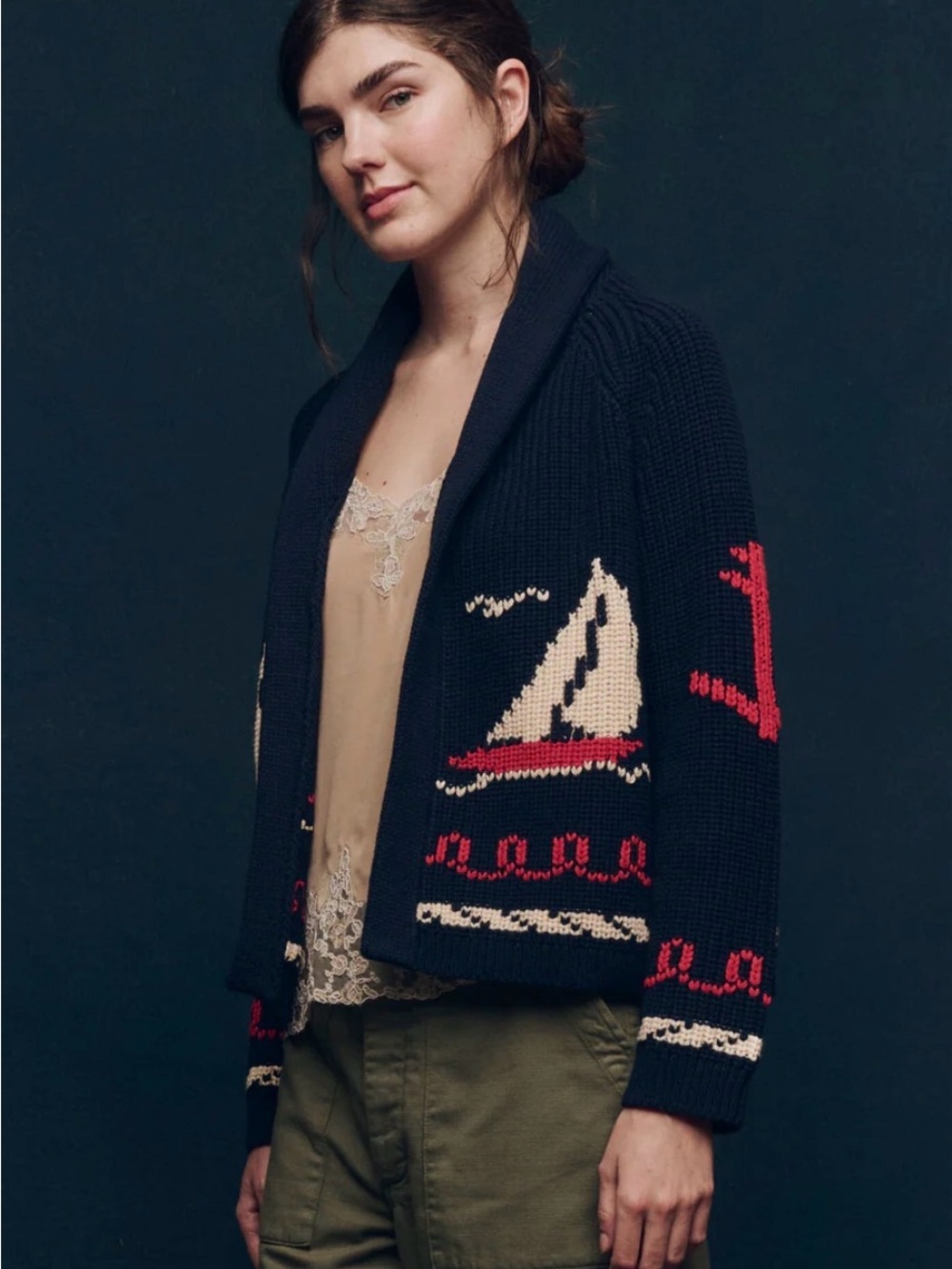 NWT SAILBOAT SHAWL CARDIGAN